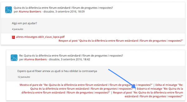 Esborra missatge fòrum Esborra missatge fòrum