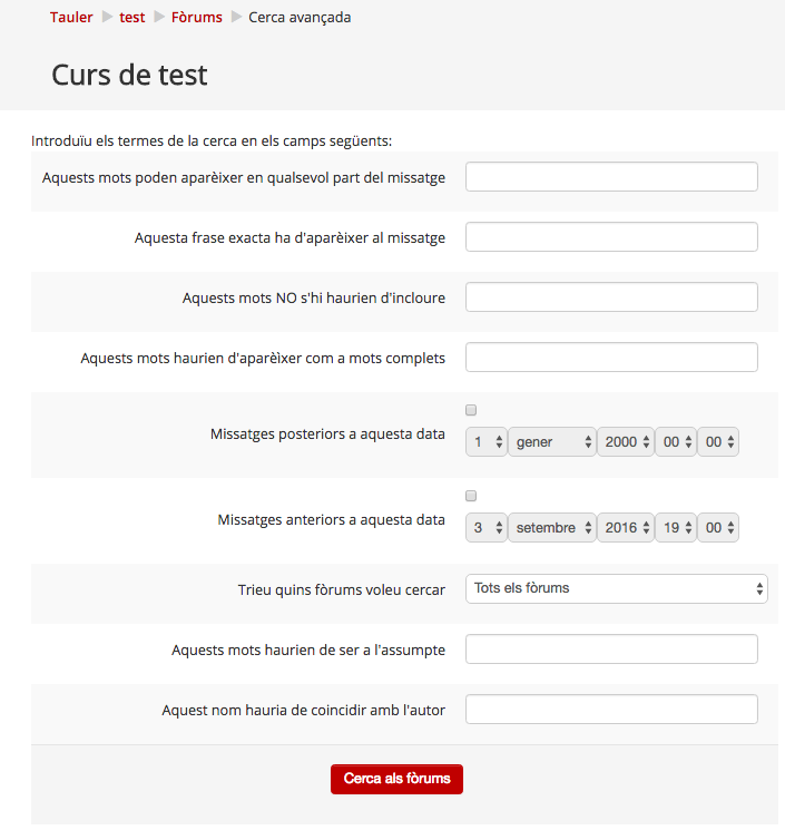 Formulari de cerca avançada en fòrums Formulari de cerca avançada en fòrums