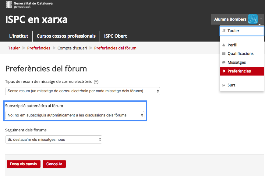 Preferències fòrums: no-subscripció automàtica Preferències fòrums: no-subscripció automàtica