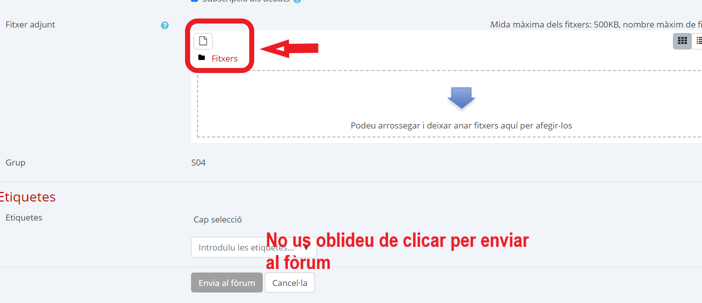 Adjuntar arxiu i enviar