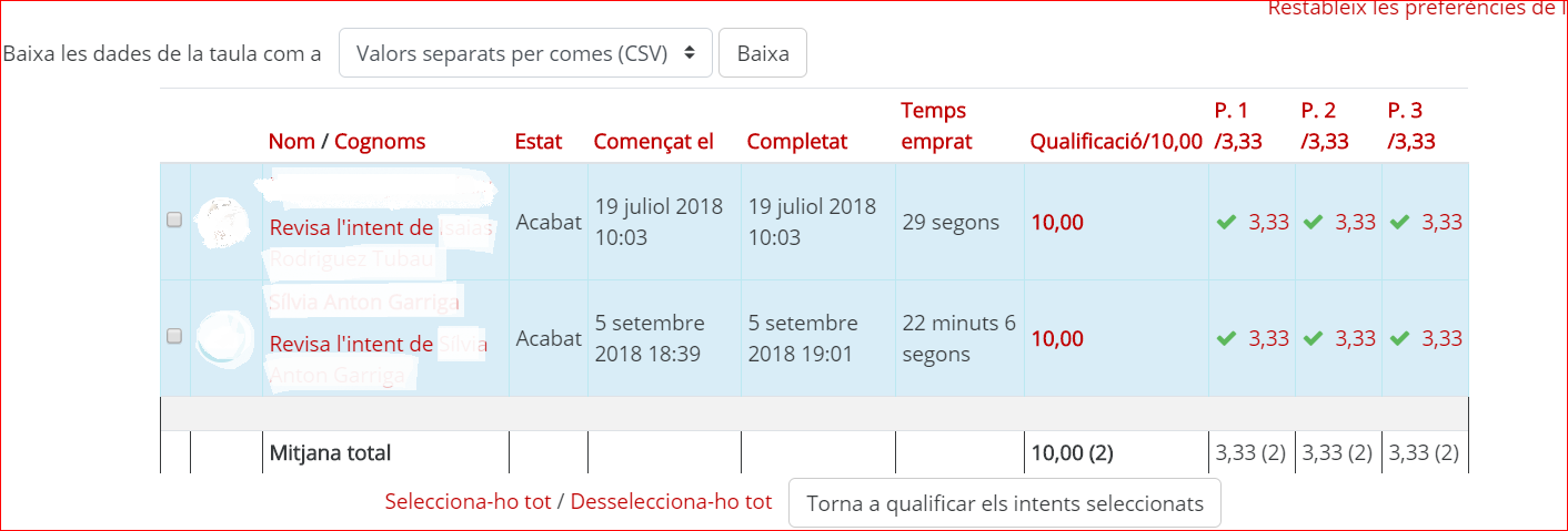 puntuació alumnat secció